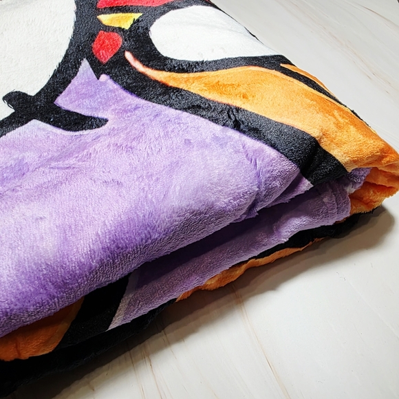 Hello Kitty HALLOWEEN pumpkin Plush Blanket 59"x 79" Orange & Purple - Picture 7 of 7